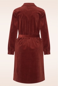Zilch - Tahlia Corduroy blousejurk in mahoniebruin 2