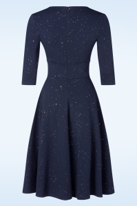 Vintage Chic for Topvintage - Topvintage exclusive ~ Glinda glitter swing jurk in marineblauw 3