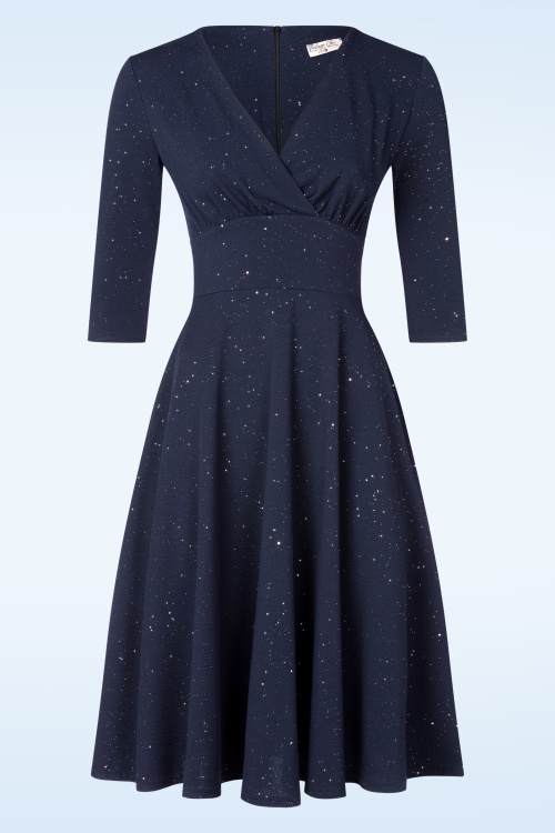 Vintage Chic for Topvintage - Topvintage exclusive ~ Glinda Glitter swing jurk in wijnrood