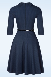 Vintage Chic for Topvintage - Topvintage exclusive ~ Arinde Pinstipe swing jurk in marineblauw 3