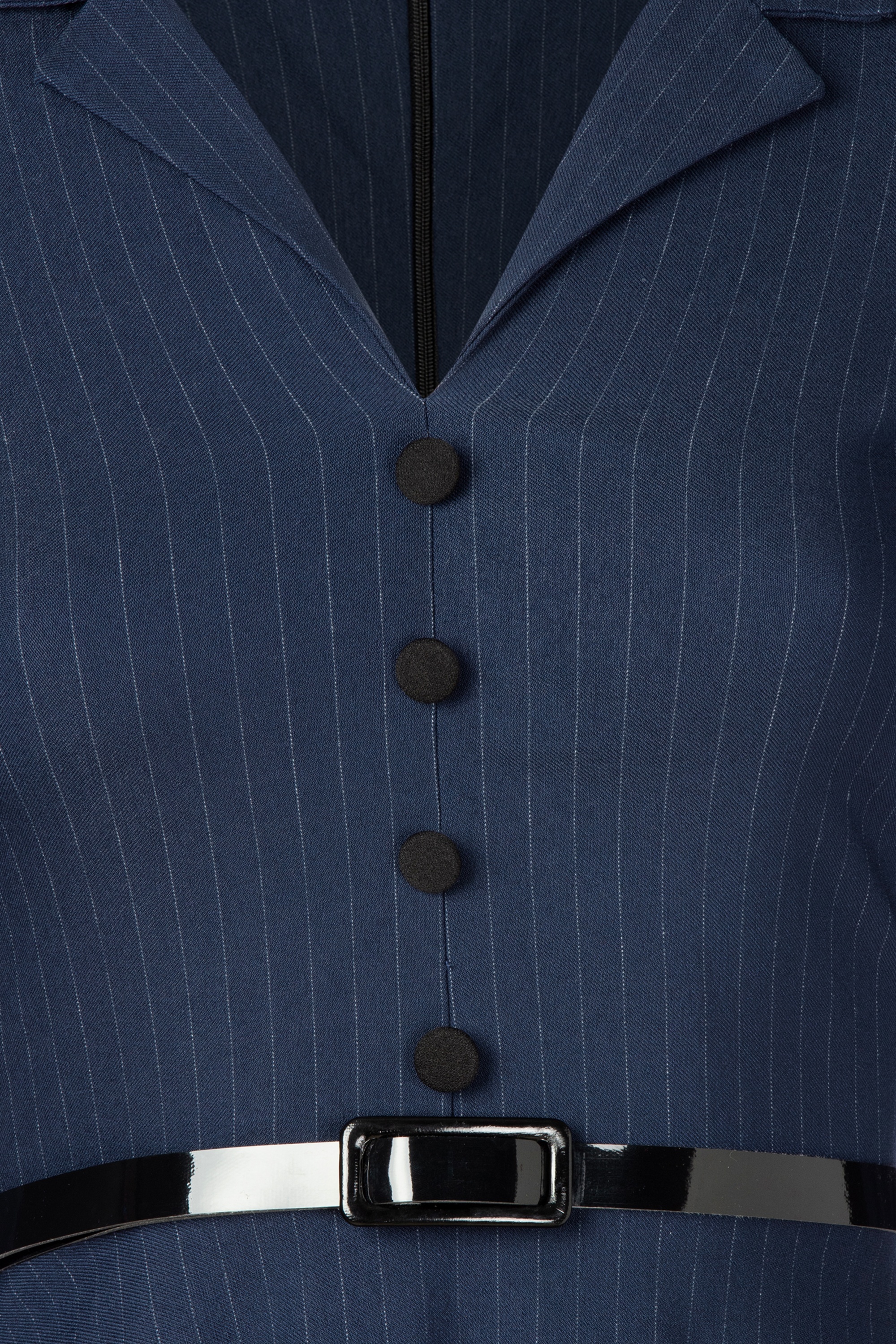 Vintage Chic for Topvintage - Topvintage exclusive ~ Arinde Pinstipe swing jurk in marineblauw 2