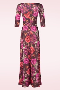 Vintage Chic for Topvintage - Topvintage exclusive ~ Davina floral maxi jurk in burgundy 3