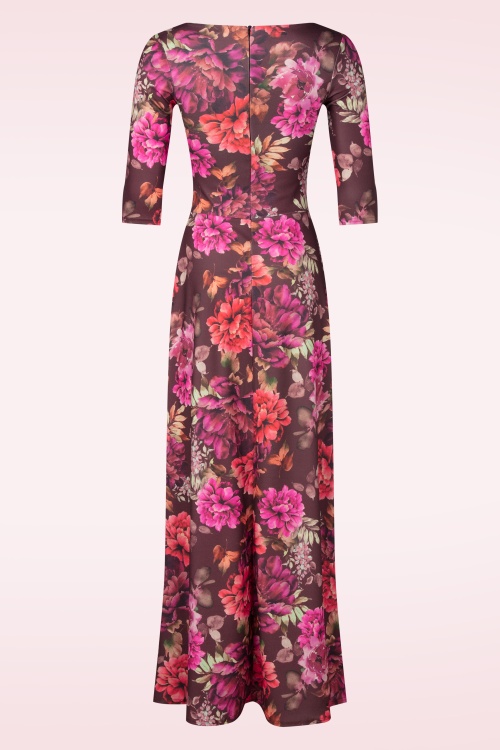 Vintage Chic for Topvintage - Topvintage exclusive ~ Davina floral maxi jurk in burgundy 3