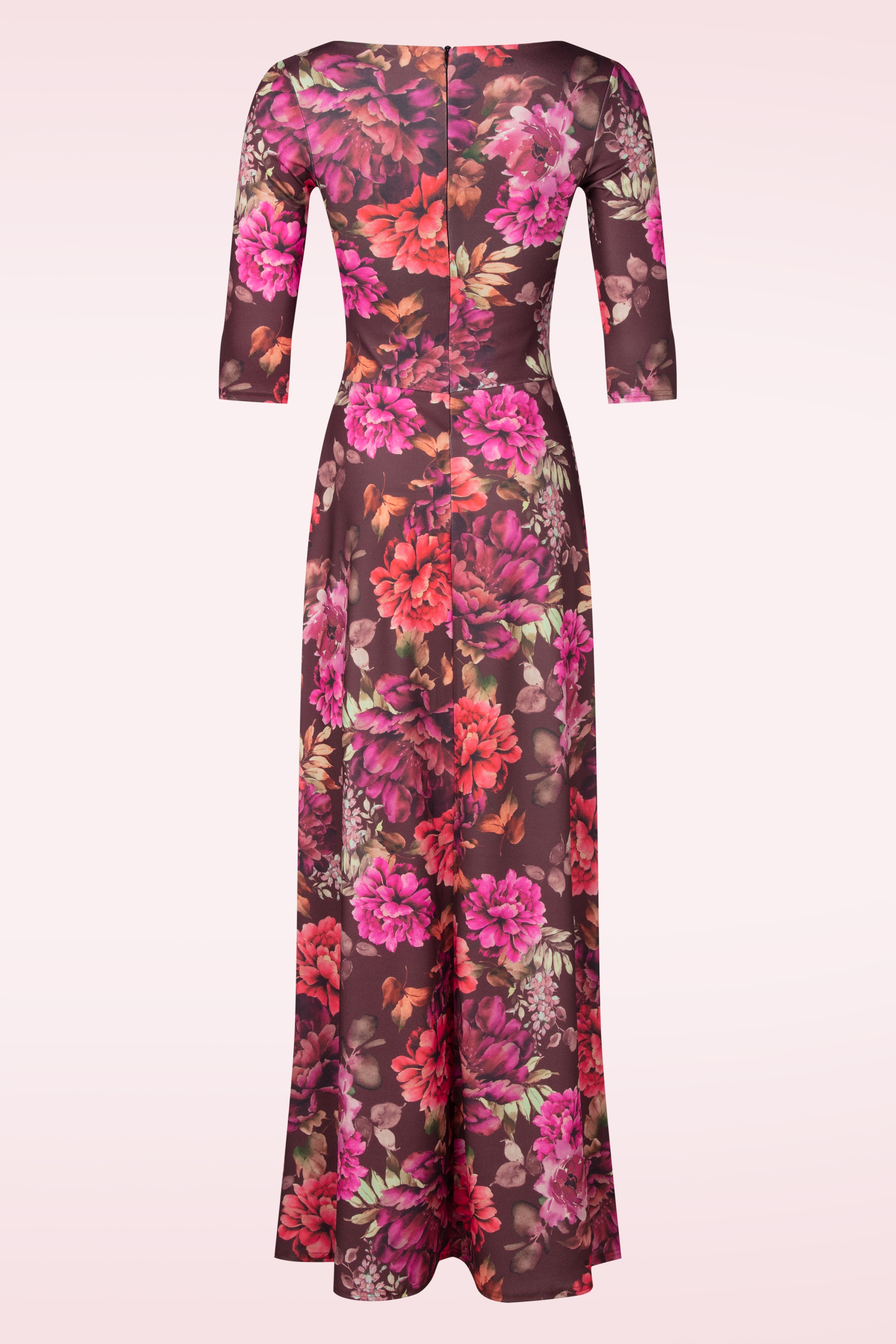 Vintage Chic for Topvintage - Topvintage exclusive ~ Davina floral maxi jurk in burgundy 3
