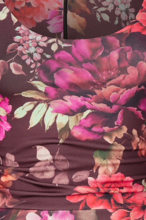 Vintage Chic for Topvintage - Topvintage exclusive ~ Davina floral maxi jurk in burgundy 2