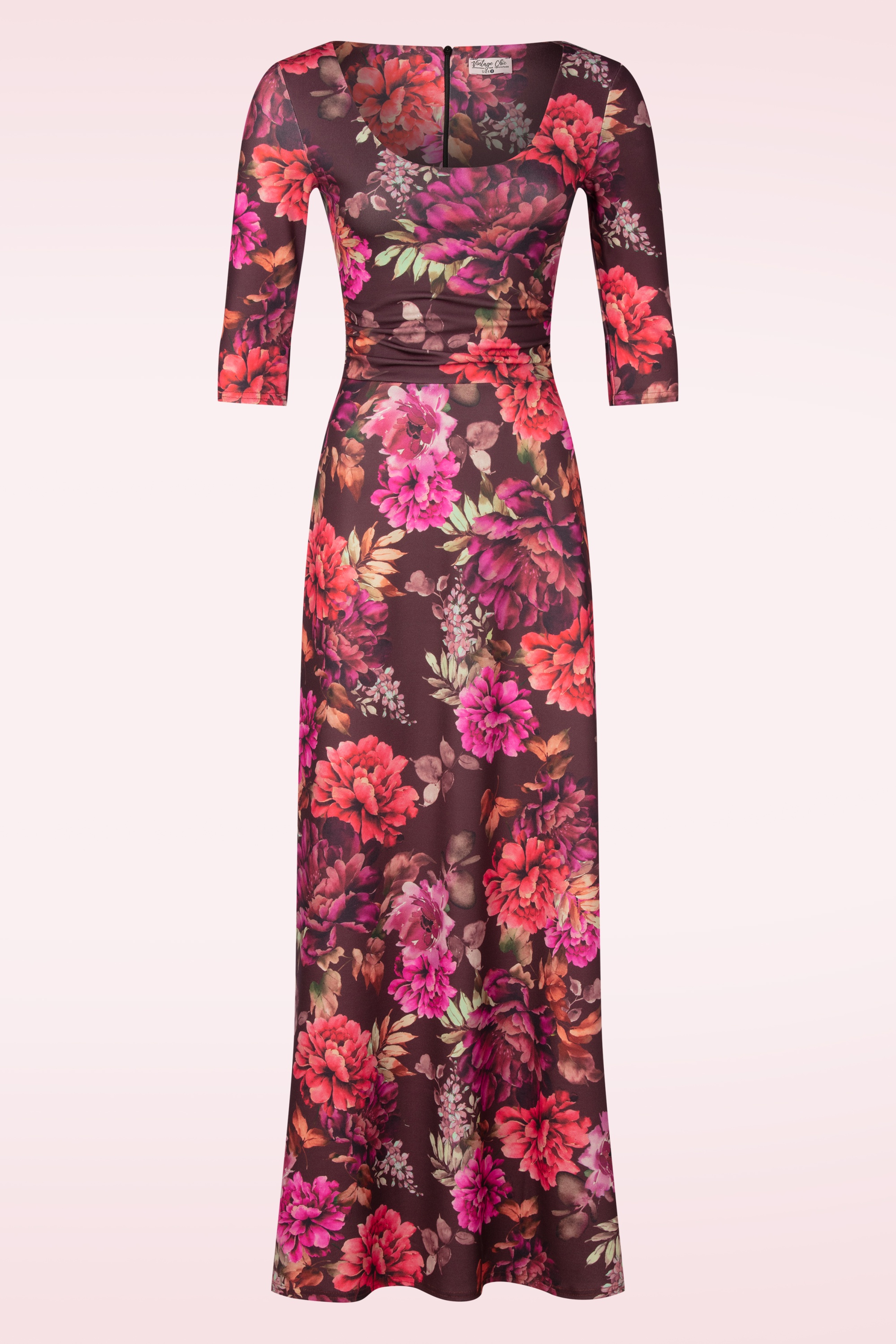 Vintage Chic for Topvintage - Topvintage exclusive ~ Davina floral maxi jurk in burgundy