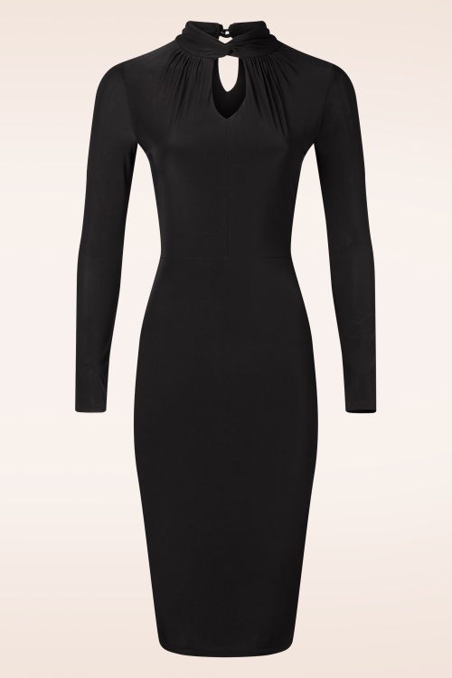 Vintage Chic for Topvintage - Topvintage exclusive ~ Isabel slinky pencil jurk in zwart