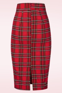 Vintage Chic for Topvintage - Topvintage exclusive ~ Teagan tartan pencil rok in rood 3