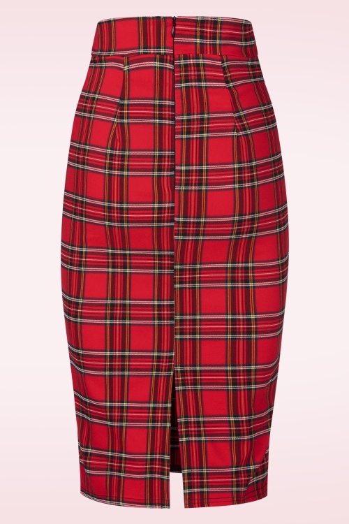 Vintage Chic for Topvintage - Topvintage exclusive ~ Teagan tartan pencil rok in rood 3