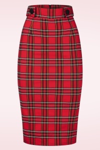 Vintage Chic for Topvintage - Topvintage exclusive ~ Teagan tartan pencil rok in rood