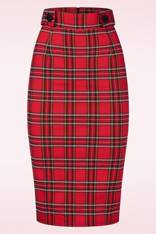 Vintage Chic for Topvintage - Topvintage exclusive ~ Teagan tartan pencil rok in rood