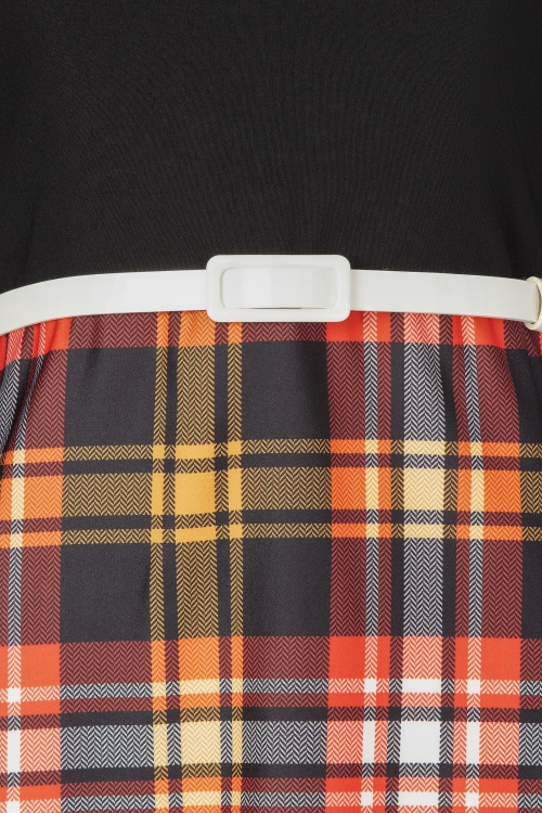 Vintage Chic for Topvintage - Topvintage exclusive ~ Nancy A-lijn jurk in zwart en geruit oranje 2