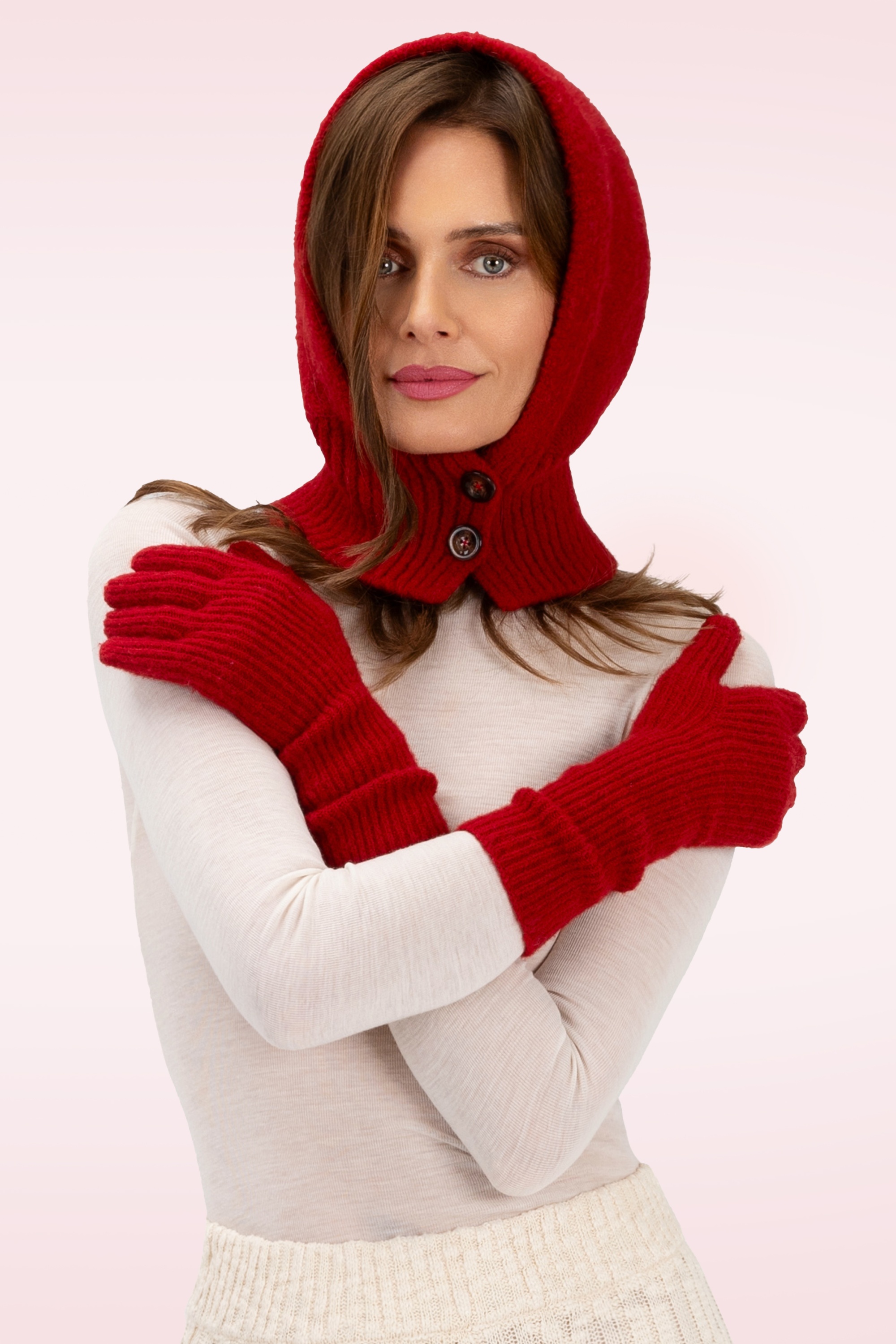 Powder - Sofia lange handschoenen in scarlet rood 3