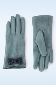 Powder - Adalyn faux suède handschoenen in blauw 2