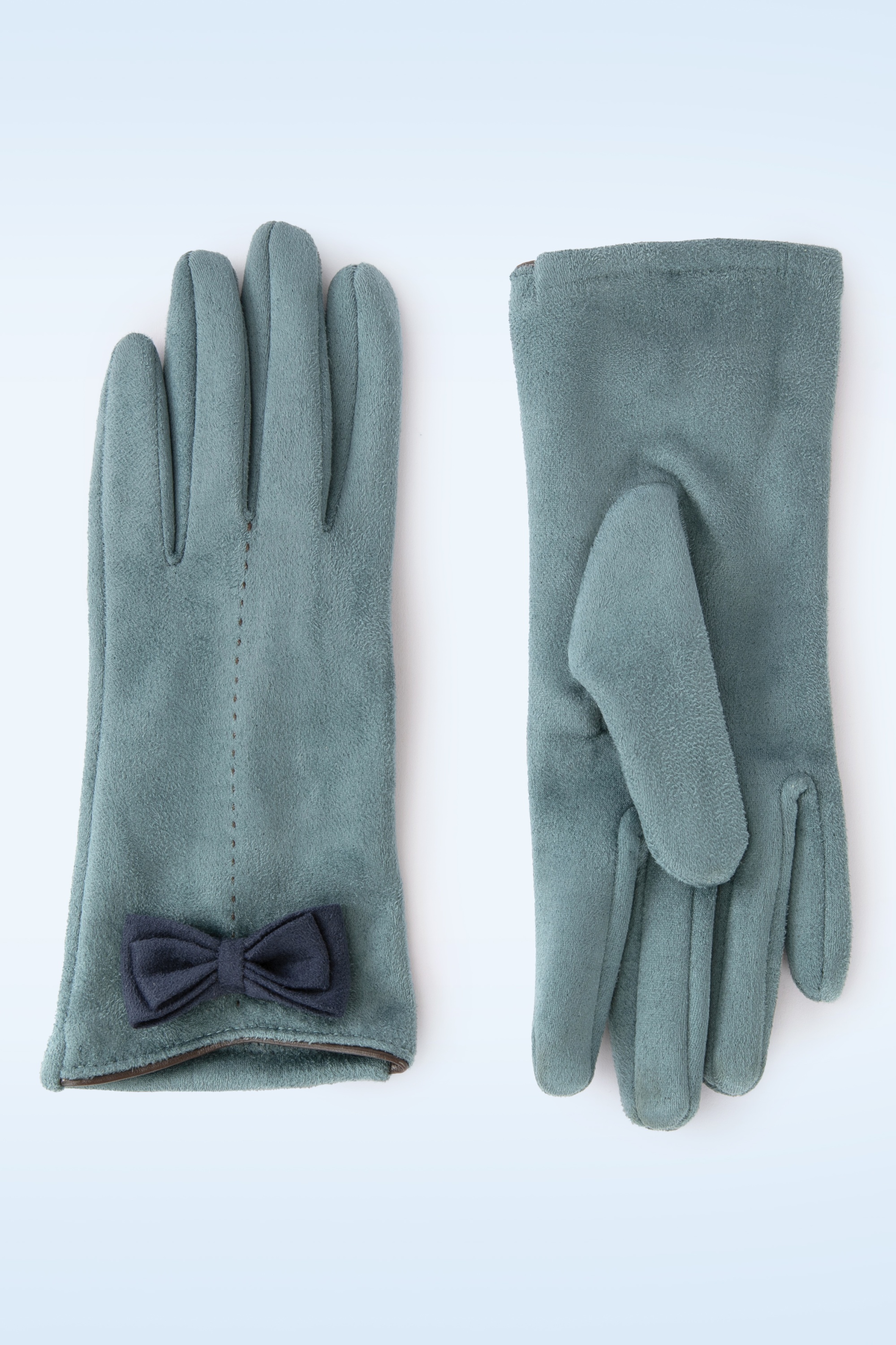 Powder - Adalyn faux suède handschoenen in blauw 2