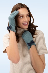 Powder - Adalyn faux suède handschoenen in blauw