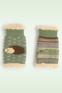 Powder - Hedgehog polswarmers in saliegroen 2