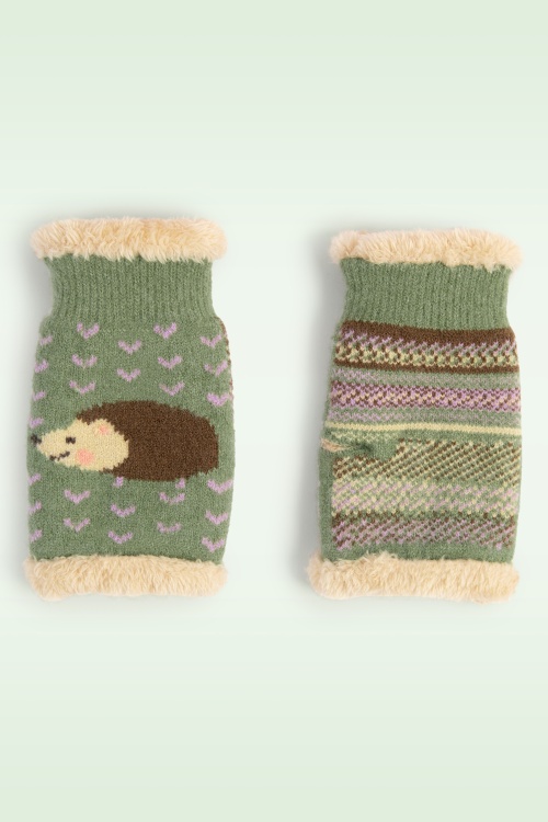 Powder - Hedgehog polswarmers in saliegroen 2