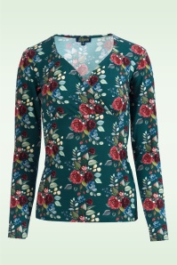 LaLamour - Monroe top in autumn bouquet groen 2