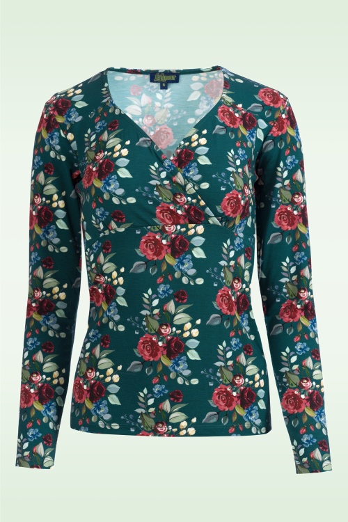 LaLamour - Monroe top in autumn bouquet groen 2