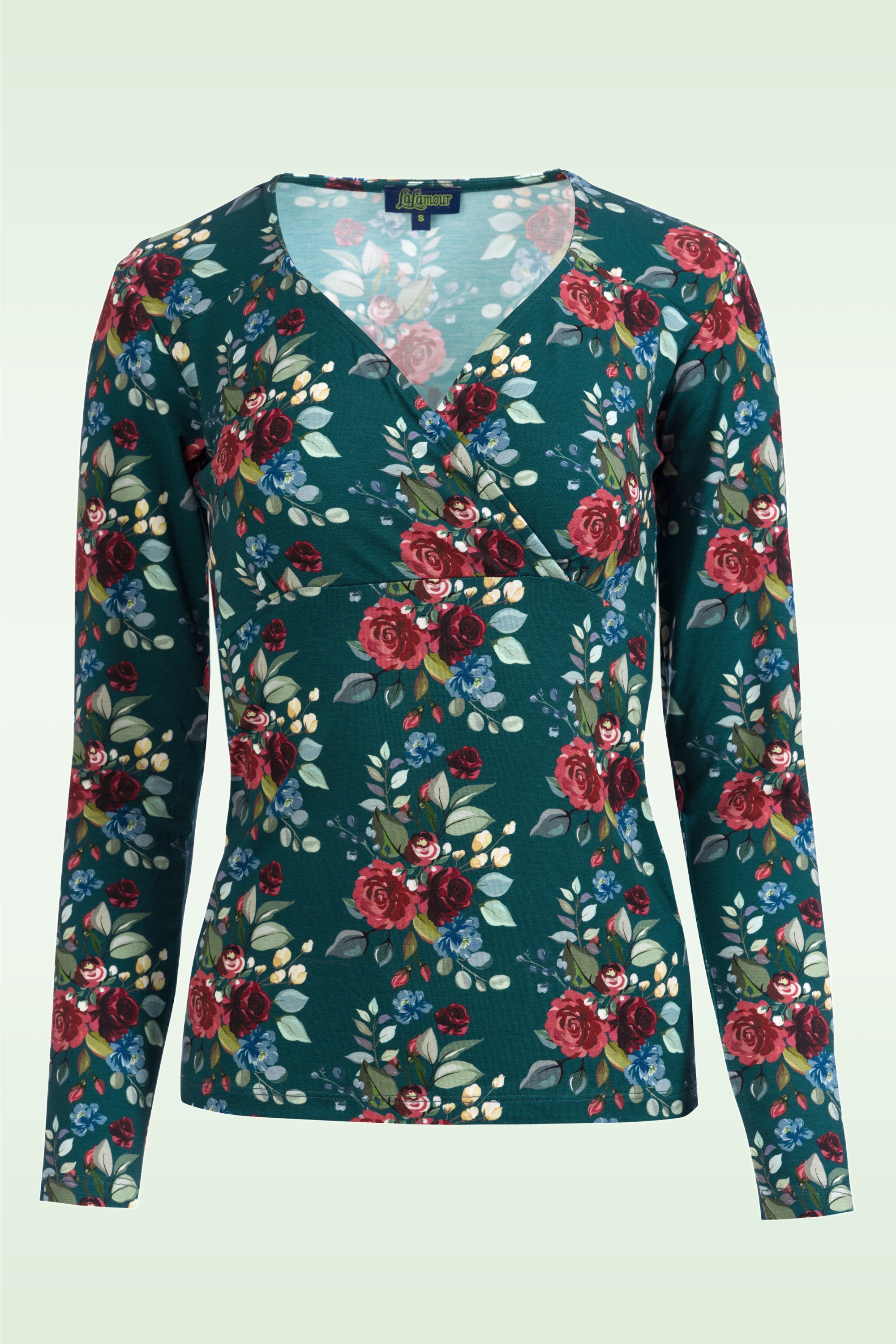 LaLamour - Monroe top in autumn bouquet groen 2