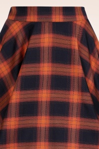 Banned Retro - Winter Check swing rok in oranje en navy 4