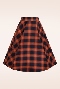 Banned Retro - Winter Check swing rok in oranje en navy 2