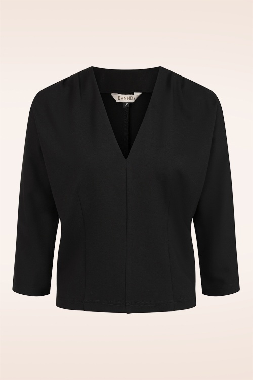 Banned Retro - Elsie jersey top in zwart