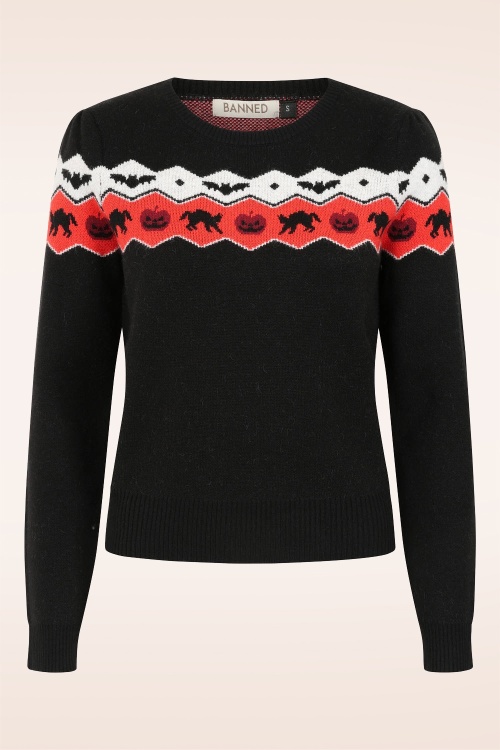 Banned Retro - Haunted Harvest gebreide trui in zwart