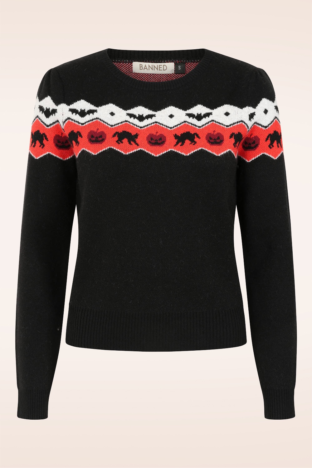 Banned Retro - Haunted Harvest gebreide trui in zwart
