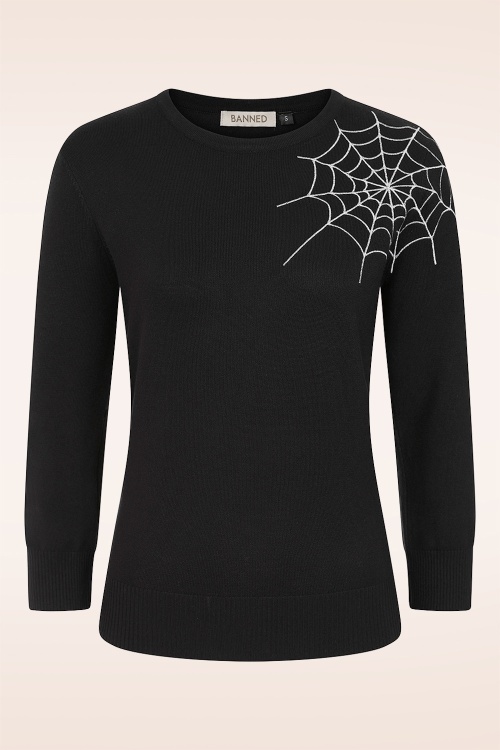 Banned Retro - Mystic Nights gebreide trui in zwart