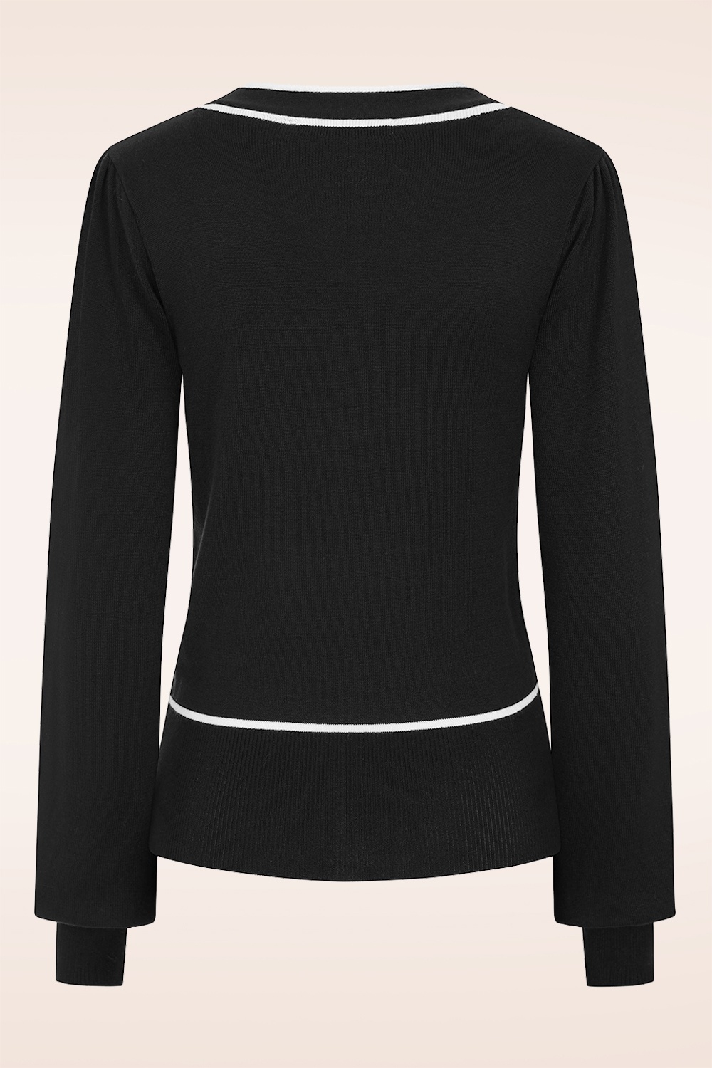 Banned Retro - Celine gebreide trui in zwart en wit 3