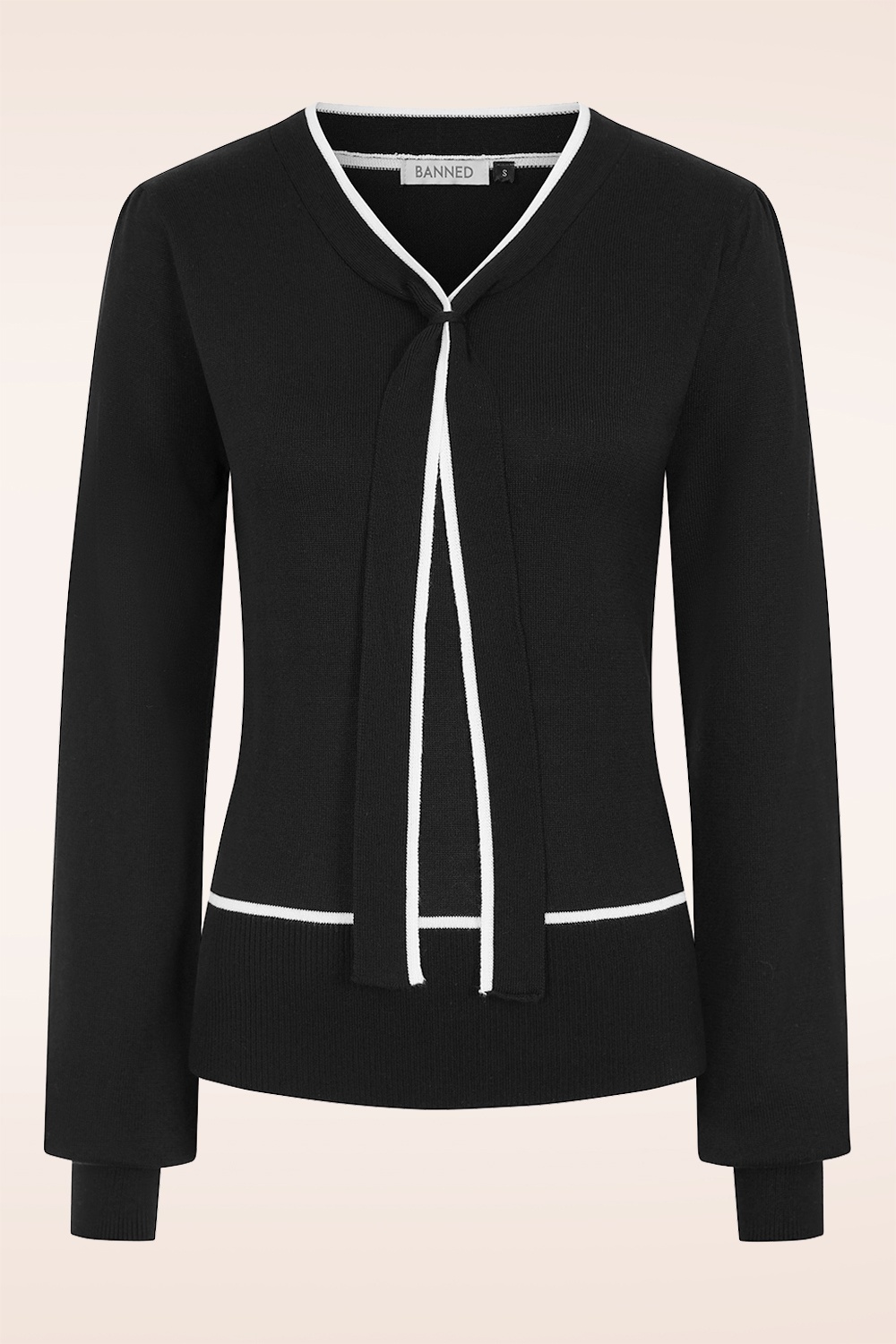 Banned Retro - Celine gebreide trui in zwart en wit