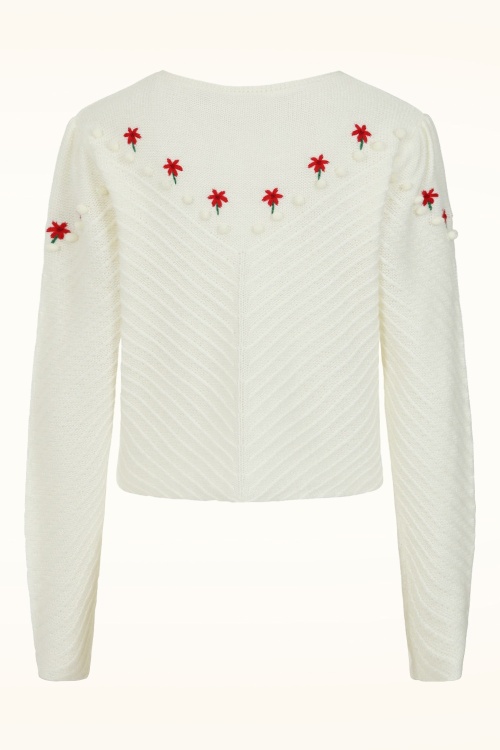 Banned Retro - Blossom & Pom vest in ivoorwit 2