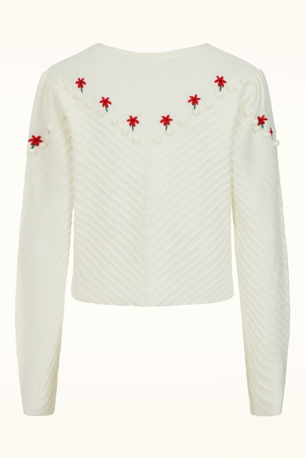 Banned Retro - Blossom & Pom vest in ivoorwit 2