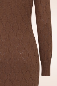 Banned Retro - Anick gebreide midi jurk in bruin 5