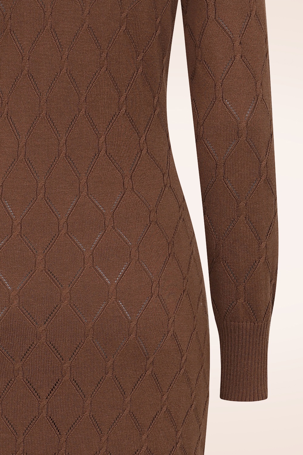 Banned Retro - Anick gebreide midi jurk in bruin 5