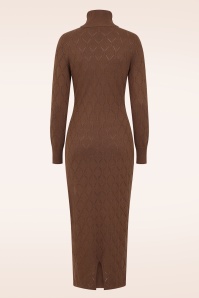 Banned Retro - Anick gebreide midi jurk in bruin 6