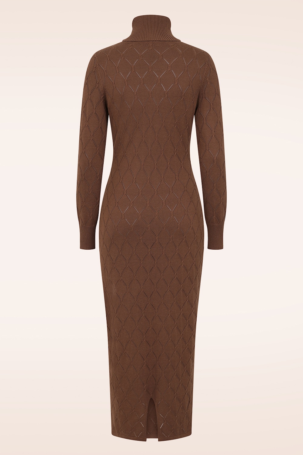 Banned Retro - Anick gebreide midi jurk in bruin 6