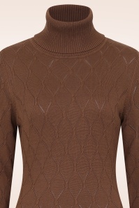 Banned Retro - Anick gebreide midi jurk in bruin 4
