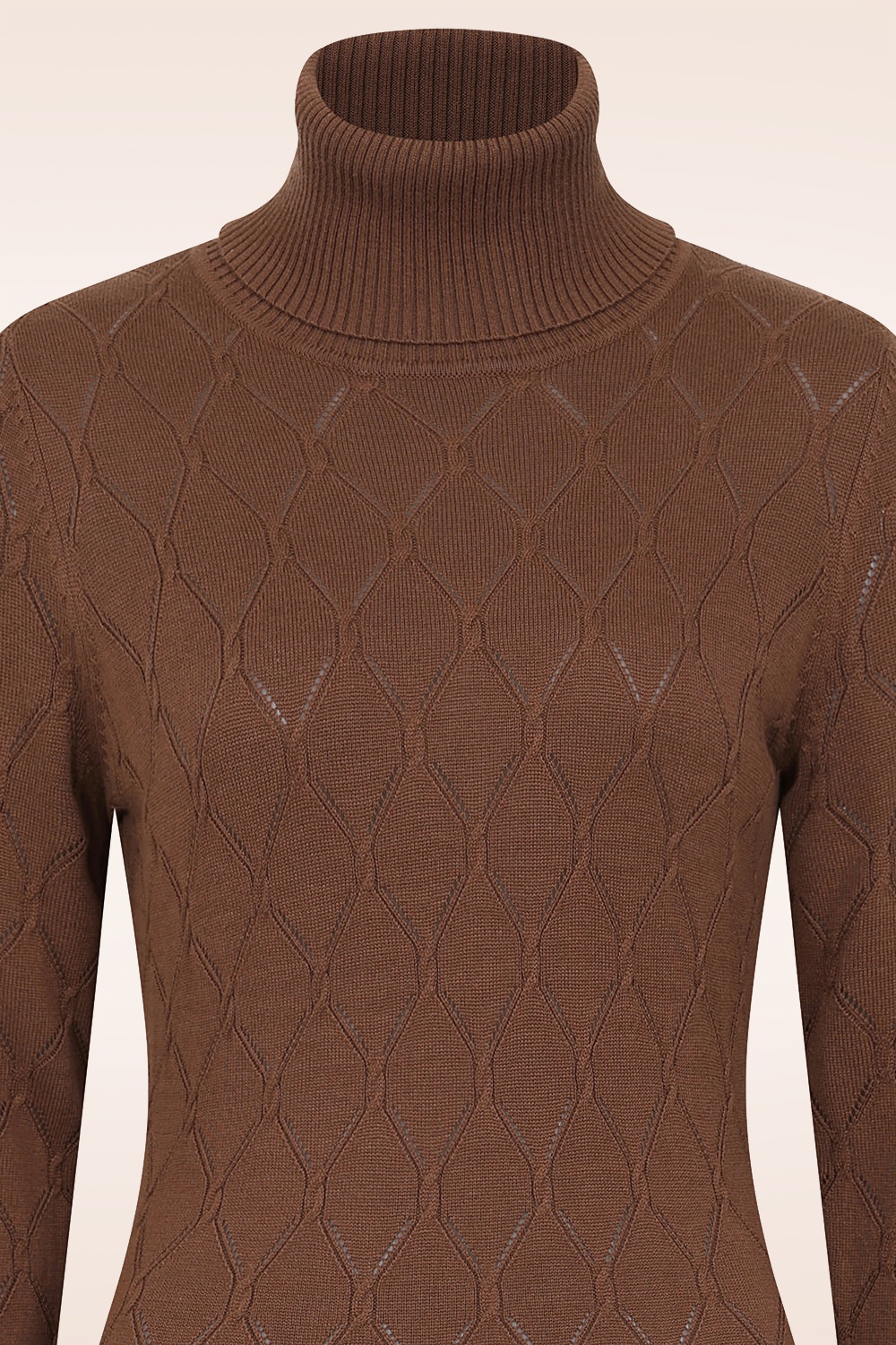 Banned Retro - Anick gebreide midi jurk in bruin 4