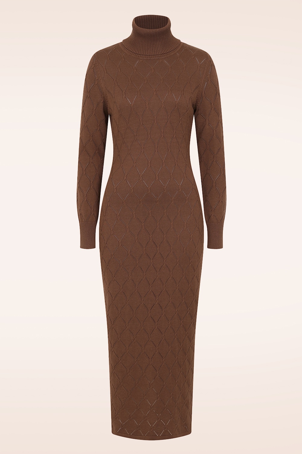 Banned Retro - Anick gebreide midi jurk in bruin 2
