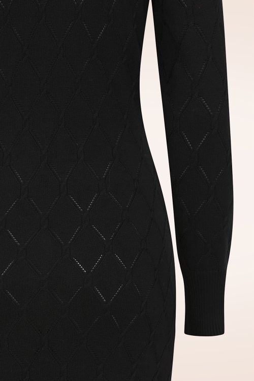 Banned Retro - Anick gebreide midi jurk in zwart 3