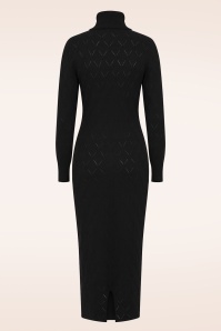 Banned Retro - Anick gebreide midi jurk in zwart 4