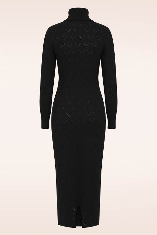 Banned Retro - Anick gebreide midi jurk in zwart 4