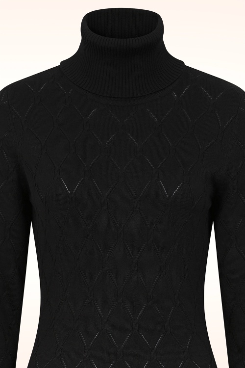 Banned Retro - Anick gebreide midi jurk in zwart 2