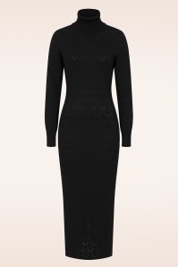 Banned Retro - Anick gebreide midi jurk in zwart