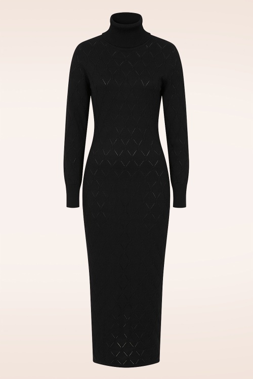 Banned Retro - Anick gebreide midi jurk in zwart