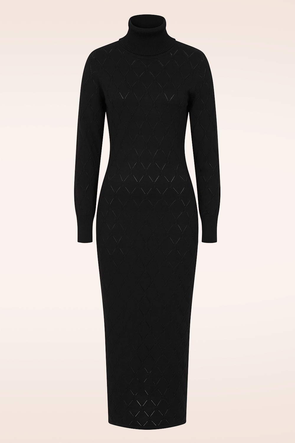 Banned Retro - Anick gebreide midi jurk in zwart