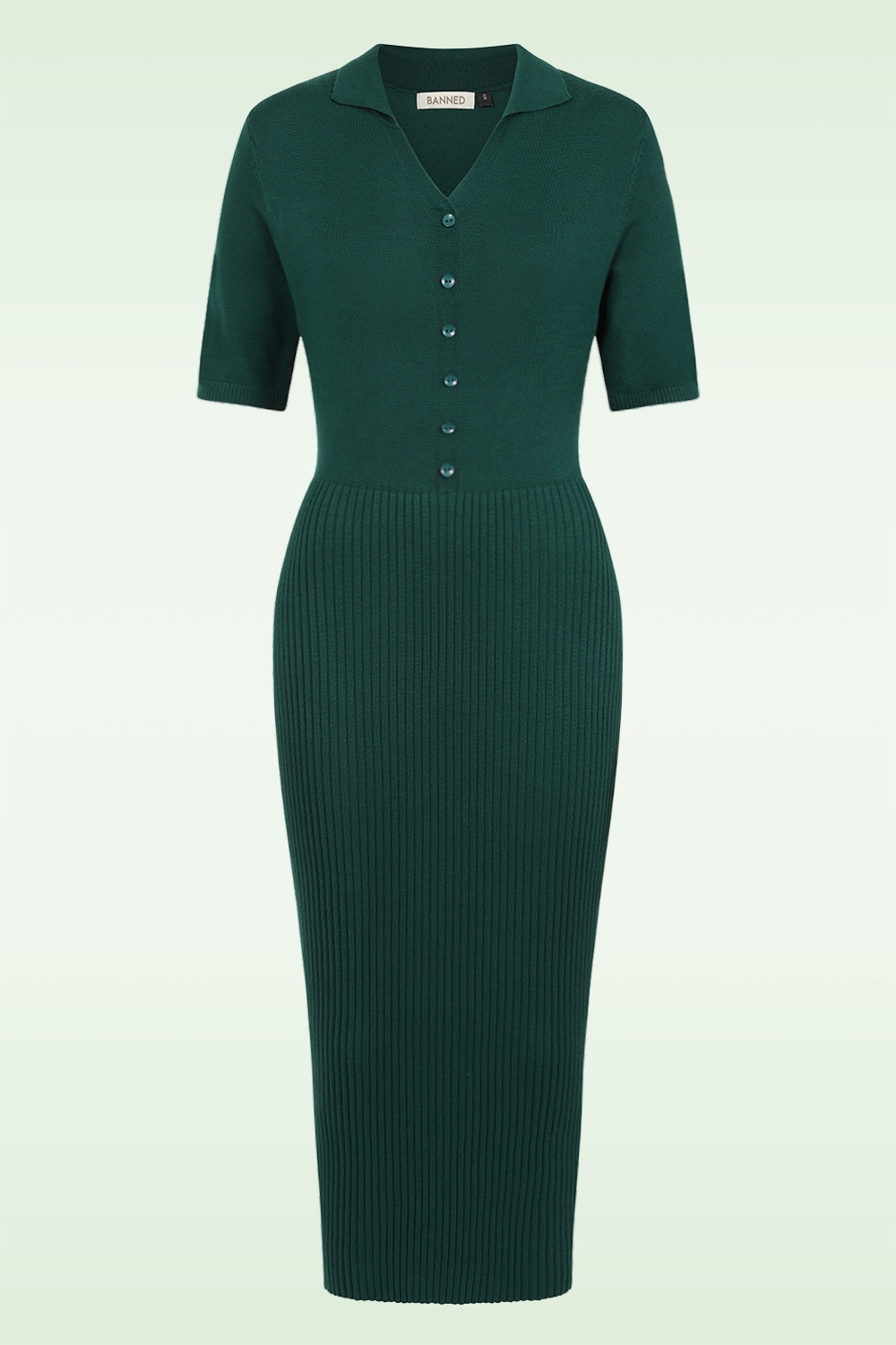 Banned Retro - Kelsey gebreide A-lijn jurk in groen